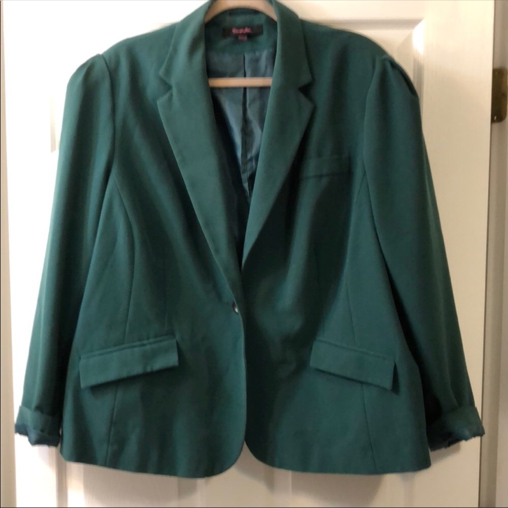 Emerald green one button blazer